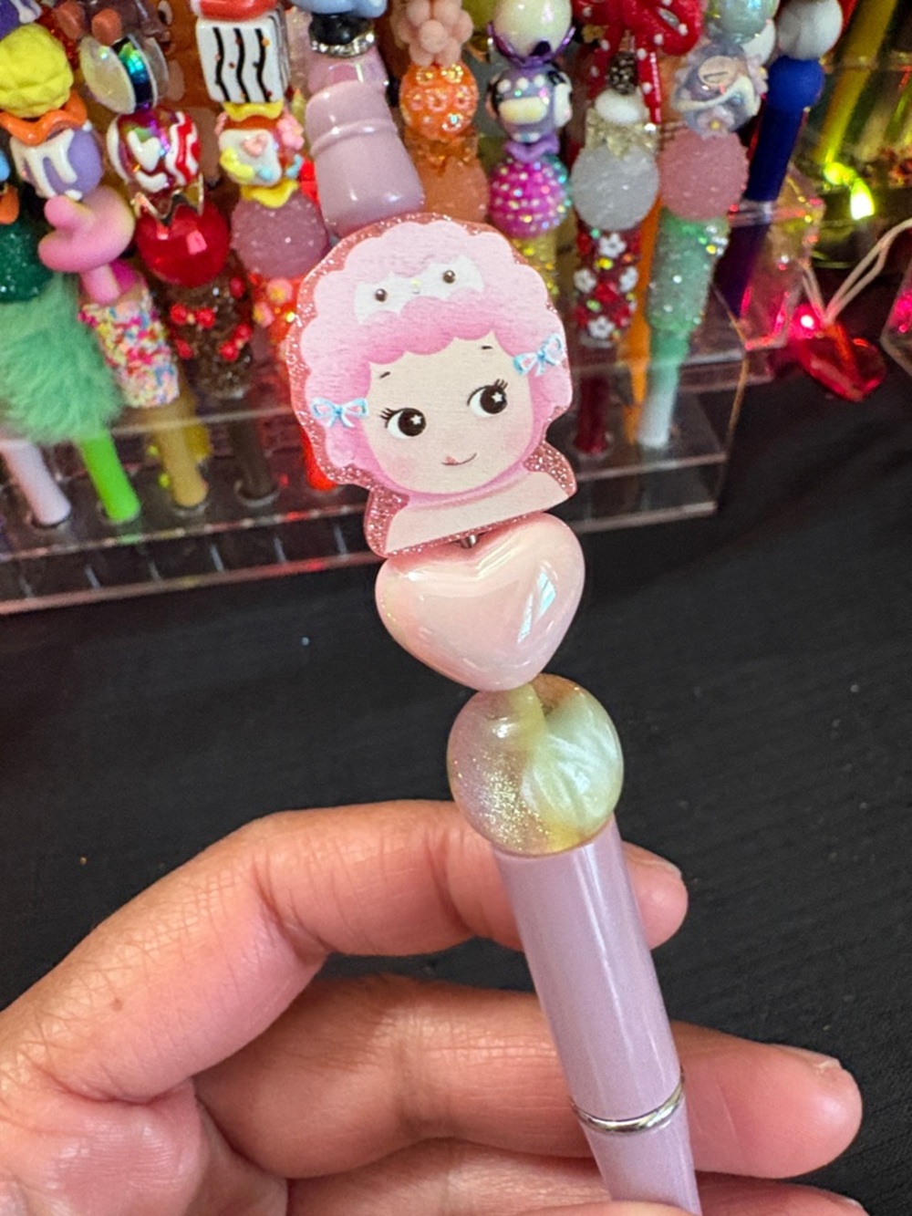 Pink and Purple Sonny Angel Character Heart Top Pen